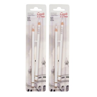 Conté à Paris Pastel Pencils, White, 2 Per Pack, 2 Packs