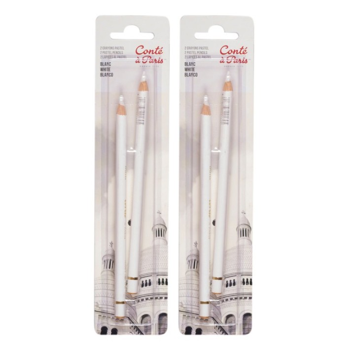 Conté à Paris Pastel Pencils, White, 2 Per Pack, 2 Packs