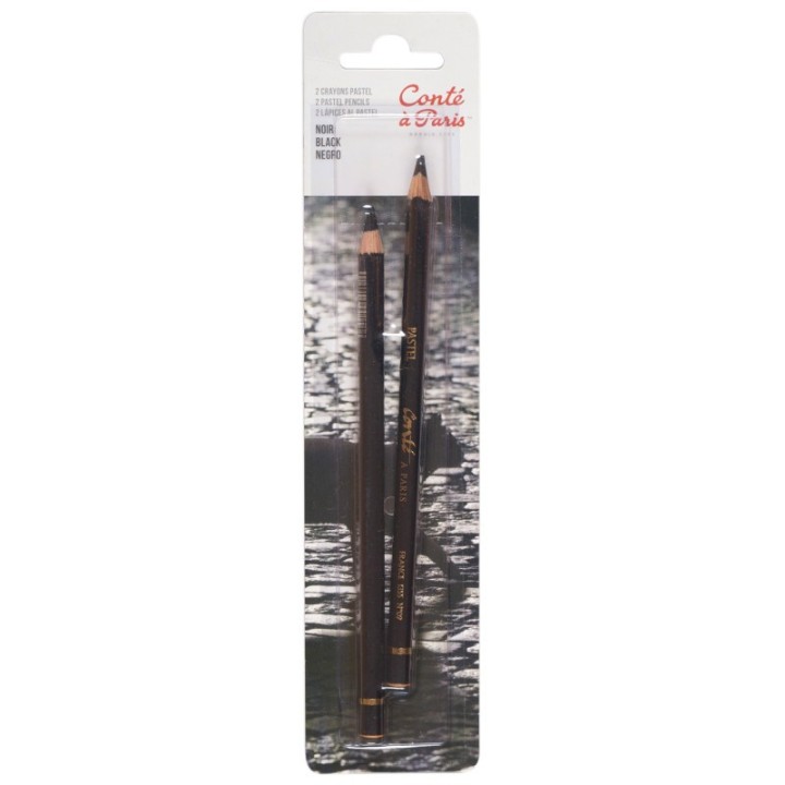 Conté à Paris Pastel Pencils, Black, Set of 2