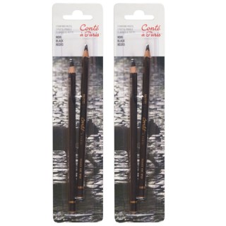Conté à Paris Pastel Pencils, Black, 2 Per Pack, 2 Packs