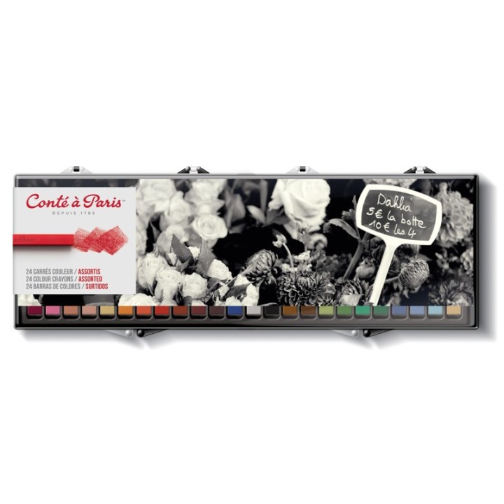 Conté à Paris Carrés Couleur Pastel Crayons, Assorted Colors, Set of 24