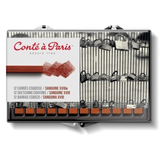 Conté à Paris Carrés Esquisse Sketching Pastel Crayons, Sanguine (2450), Set of 12