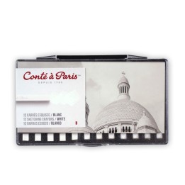 Conté à Paris Carrés Esquisse Sketching Pastel Crayons, White B, Set of 12