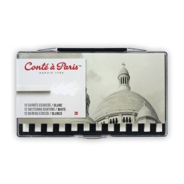 Conté à Paris Carrés Esquisse Sketching Pastel Crayons, White 2B, Set of 12