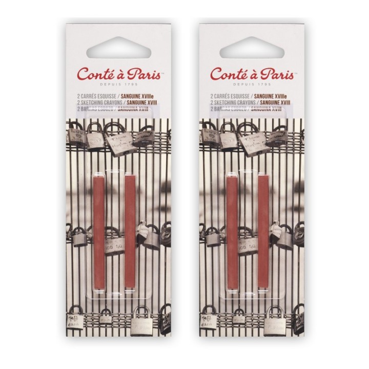 Conté à Paris Carrés Esquisse Sketching Pastel Crayons, Sanguine 18th Century (2451), 2 Per Pack, 2 Packs