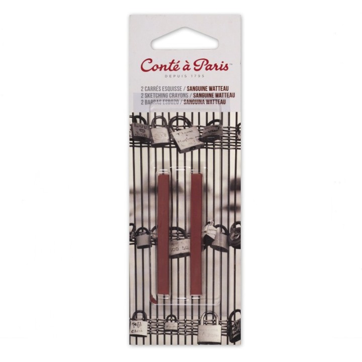 Conté à Paris Carrés Esquisse Sketching Pastel Crayons, Sanguine Watteau (2452), Pack of 2