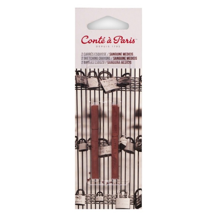 Conté à Paris Carrés Esquisse Sketching Pastel Crayons, Sanguine Medicis (2453), Pack of 2