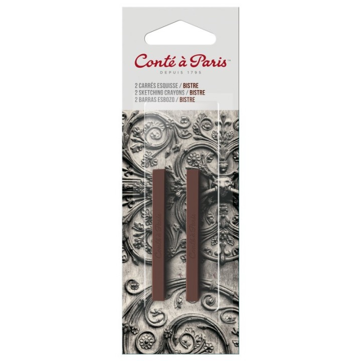 Conté à Paris Carrés Esquisse Sketching Pastel Crayons, Bistre (2340-01), Pack of 2
