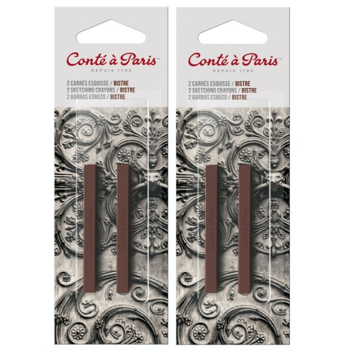 Conté à Paris Carrés Esquisse Sketching Pastel Crayons, Bistre (2340-01), 2 Per Pack, 2 Packs