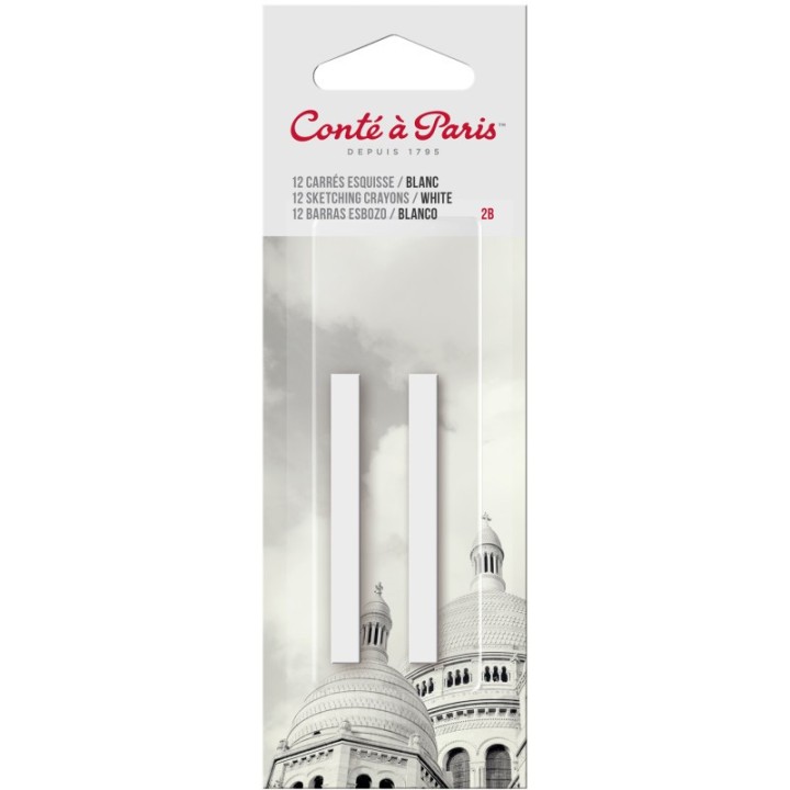Conté à Paris Carrés Esquisse Sketching Pastel Crayons, White 2B, Pack of 2