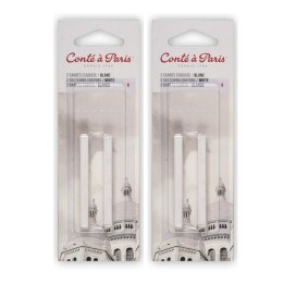 Conté à Paris Carrés Esquisse Sketching Pastel Crayons, White B, 2 Per Pack, 2 Packs