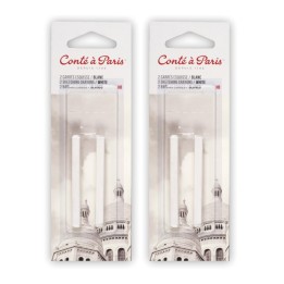 Conté à Paris Carrés Esquisse Sketching Pastel Crayons, White HB, 2 Per Pack, 2 Packs