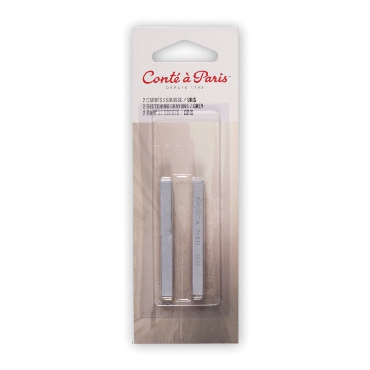 Conté à Paris Carrés Esquisse Sketching Pastel Crayons, Grey (2457), Pack of 2