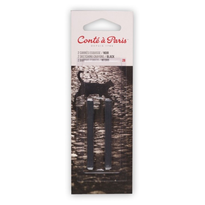 Conté à Paris Carrés Esquisse Sketching Pastel Crayons, Black 2B, Pack of 2