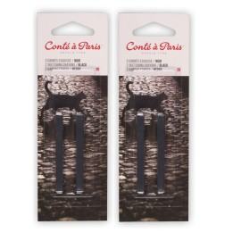 Conté à Paris Carrés Esquisse Sketching Pastel Crayons, Black 2B, 2 Per Pack, 2 Packs