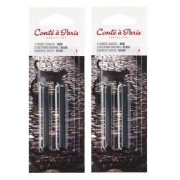 Conté à Paris Carrés Esquisse Sketching Pastel Crayons, Black B, 2 Per Pack, 2 Packs