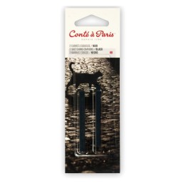 Conté à Paris Carrés Esquisse Sketching Pastel Crayons, Black HB, Pack of 2