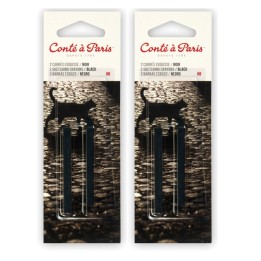 Conté à Paris Carrés Esquisse Sketching Pastel Crayons, Black HB, 2 Per Pack, 2 Packs