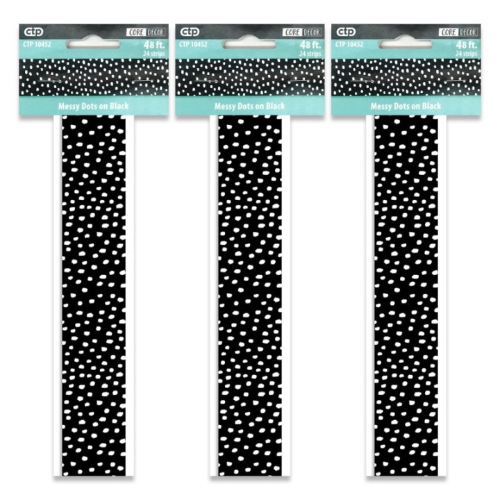 Creative Teaching Press® Messy Dots on Black EZ Border, 48 Feet Per Pack, 3 Packs