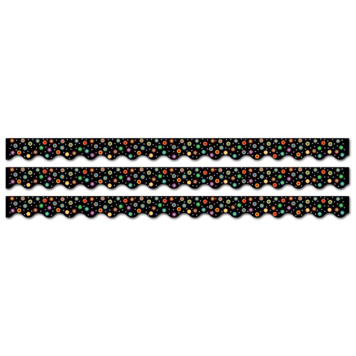 Creative Teaching Press® Dots on Black Wavy EZ Border, 48 Feet Per Pack, 3 Packs