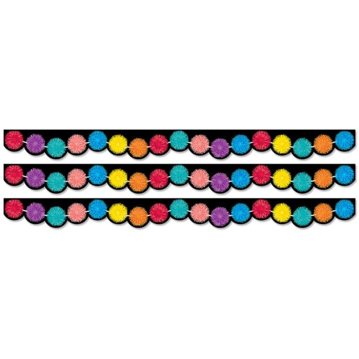 Creative Teaching Press® Pom Poms EZ Border, 48 Feet Per Pack, 3 Packs