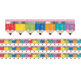 Creative Teaching Press® Upcycle Style Rustic Pencils EZ Border, 48 Feet Per Pack, 3 Packs
