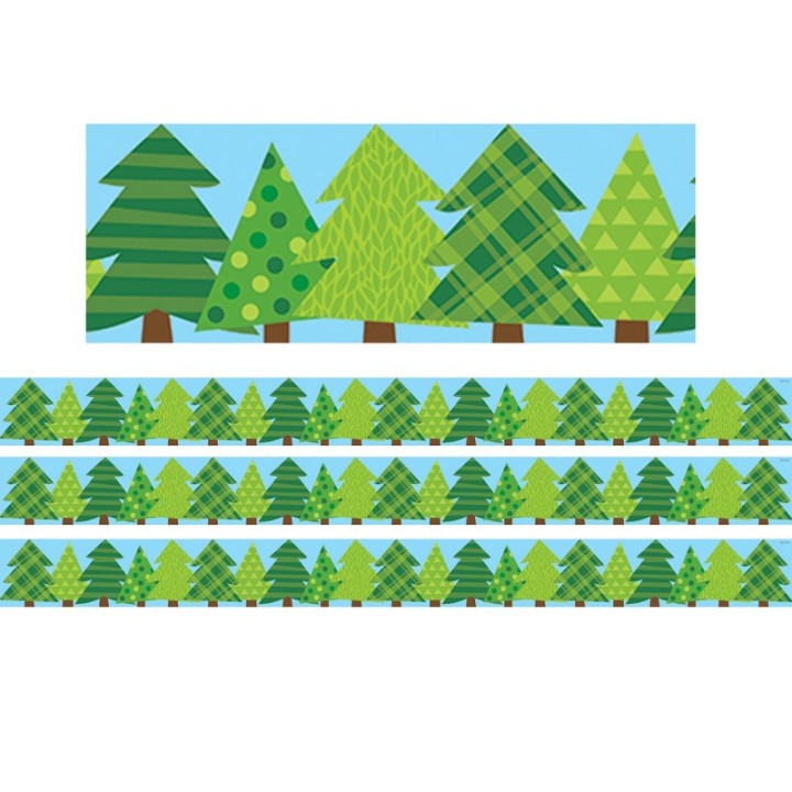 Creative Teaching Press® Woodland Friends Patterned Pine Trees EZ Border, 48 Feet Per Pack, 3 Packs