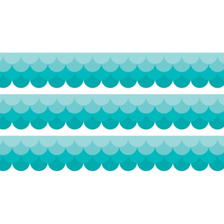 Creative Teaching Press® Painted Palette Ombre Turquoise Scallops EZ Border, 48 Feet Per Pack, 3 Packs