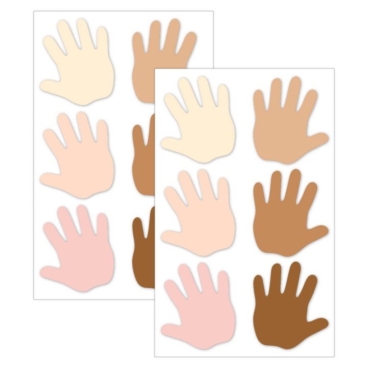 Creative Teaching Press® Multicultural Hands 6" Designer Cut-Outs, 36 Per Pack, 2 Packs