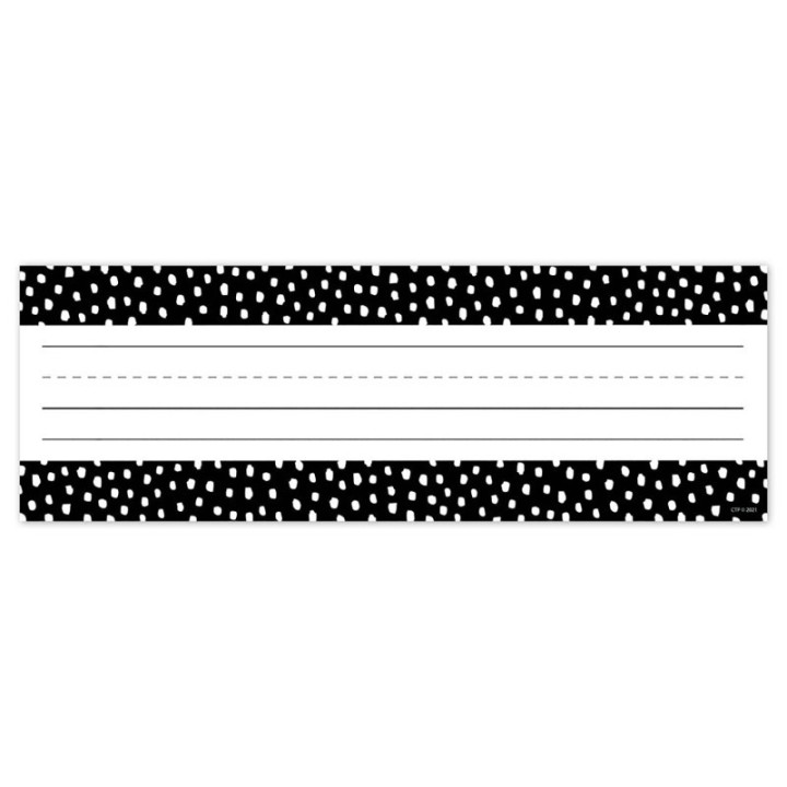 Creative Teaching Press® Messy Dots on Black Name Plates, 9-1/2" x 3-1/4", Pack of 36
