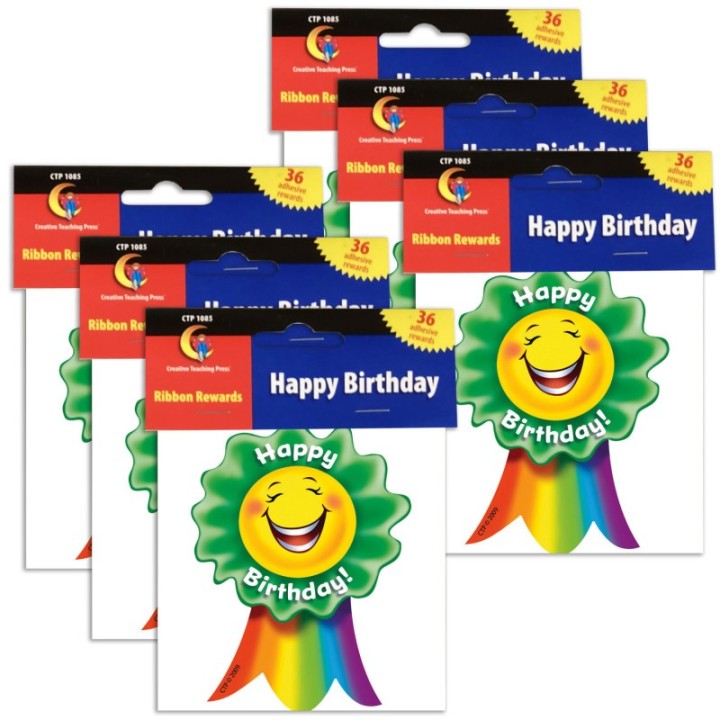 Creative Teaching Press® Happy Birthday, Ribbon Award, 36 Per Pack, 6 Packs