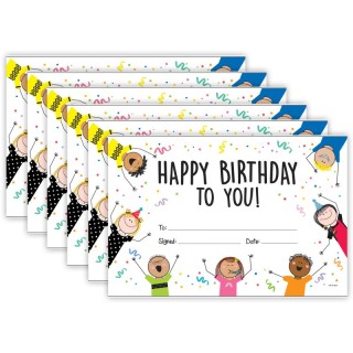 Creative Teaching Press® Stick Kids Happy Birthday Awards, 30 Per Pack, 6 Packs