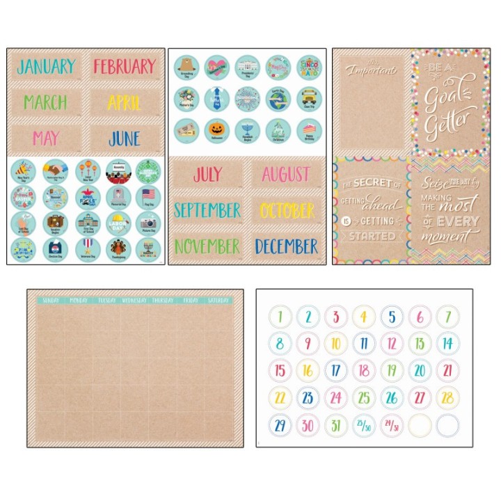 Creative Teaching Press® Krafty Pop Calendar Set Bulletin Board Set, 87 Pieces