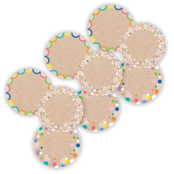 Creative Teaching Press® Krafty Pop Colorful Kraft Cards 6 Inch Designer Cut-Outs, 36 Per Pack, 3 Packs