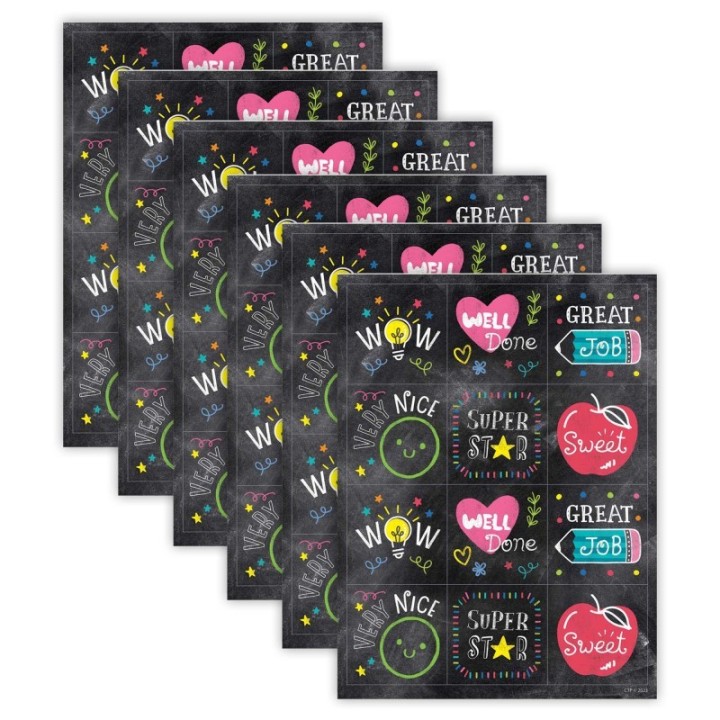 Creative Teaching Press® Chalk It Up! Colorful Chalk Reward Stickers, 60 Per Pack, 6 Packs