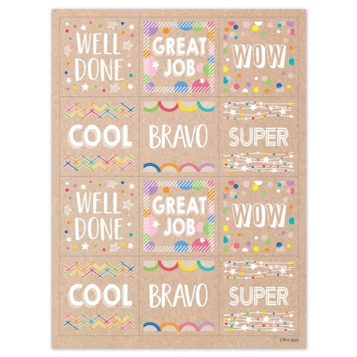 Creative Teaching Press® Krafty Pop Colorful Kraft Reward Stickers