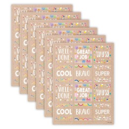 Creative Teaching Press® Krafty Pop Colorful Kraft Reward Stickers, 60 Per Pack, 6 Packs