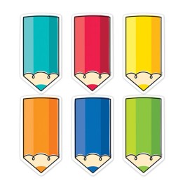 Creative Teaching Press® Core Decor Colorful Doodle Pencils 6 Inch Designer Cut-Outs, Pack of 72