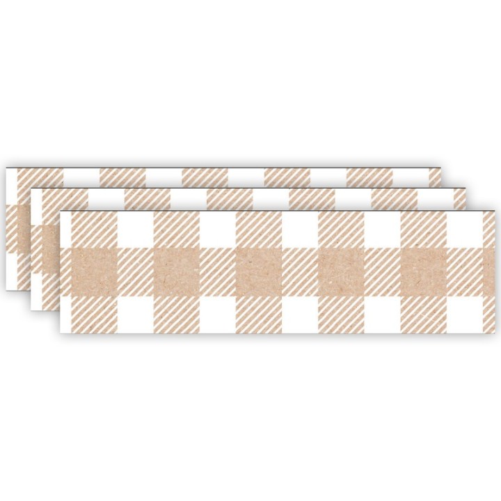 Creative Teaching Press® Krafty Pop Kraft Buffalo Check EZ Border, 48 Feet Per Pack, 3 Packs