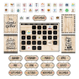 Creative Teaching Press® Black, White, and Wood Calendar Set Bulletin Board Set, 87 Pieces