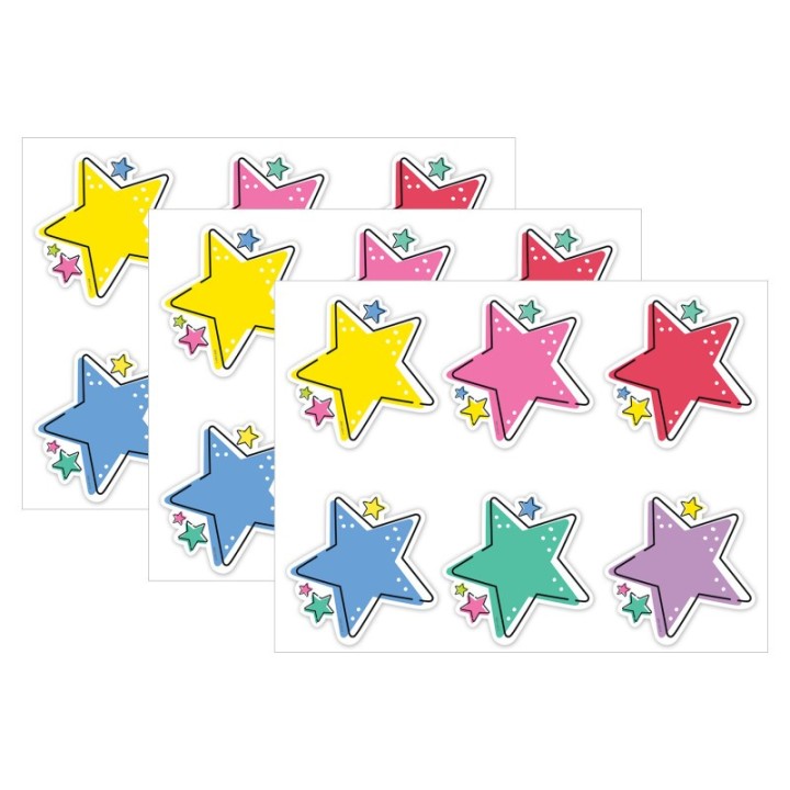 Creative Teaching Press® Star Bright Stars 6" Designer Cut-Outs, 36 Per Pack, 3 Packs
