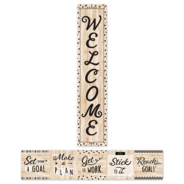 Creative Teaching Press® Black, White, and Wood Welcome Banner, 8" x 39"