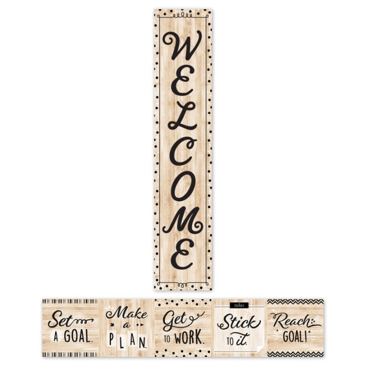 Creative Teaching Press® Black, White, and Wood Welcome Banner, 8" x 39"