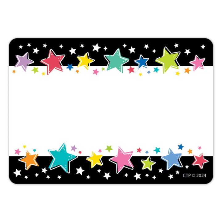 Creative Teaching Press® Star Bright Colorful Stars on Black Labels, Pack of 36