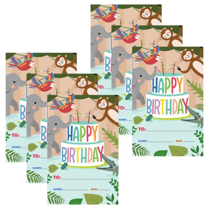 Creative Teaching Press® Jungle Friends Happy Birthday Awards, 30 Per Pack, 6 Packs