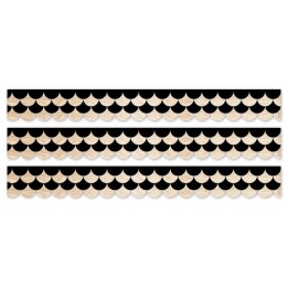 Creative Teaching Press® Core Decor Black and Wood Scallops EZ Border, 48 Feet Per Pack, 3 Packs