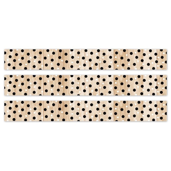 Creative Teaching Press® Core Decor Polka Dots on Wood EZ Border, 48 Feet Per Pack, 3 Packs