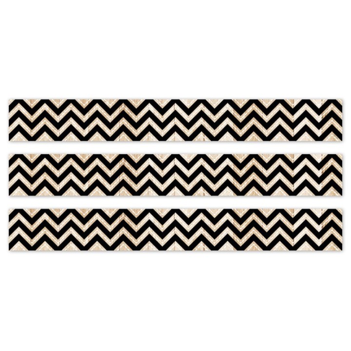 Creative Teaching Press® Core Decor Black and Wood Chevron EZ Border, 48 Feet Per Pack, 3 Packs
