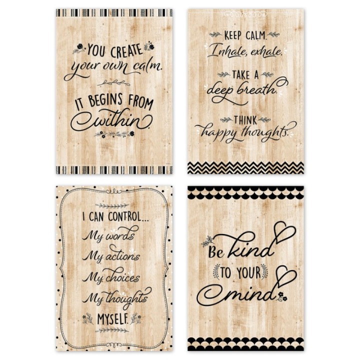 Creative Teaching Press® Core Decor Black, White, and Wood Inspire U 4-Poster Pack