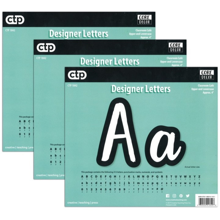 Creative Teaching Press® Bold & Bright Classroom Café 4" Designer Letters, 212 Per Pack, 3 Packs